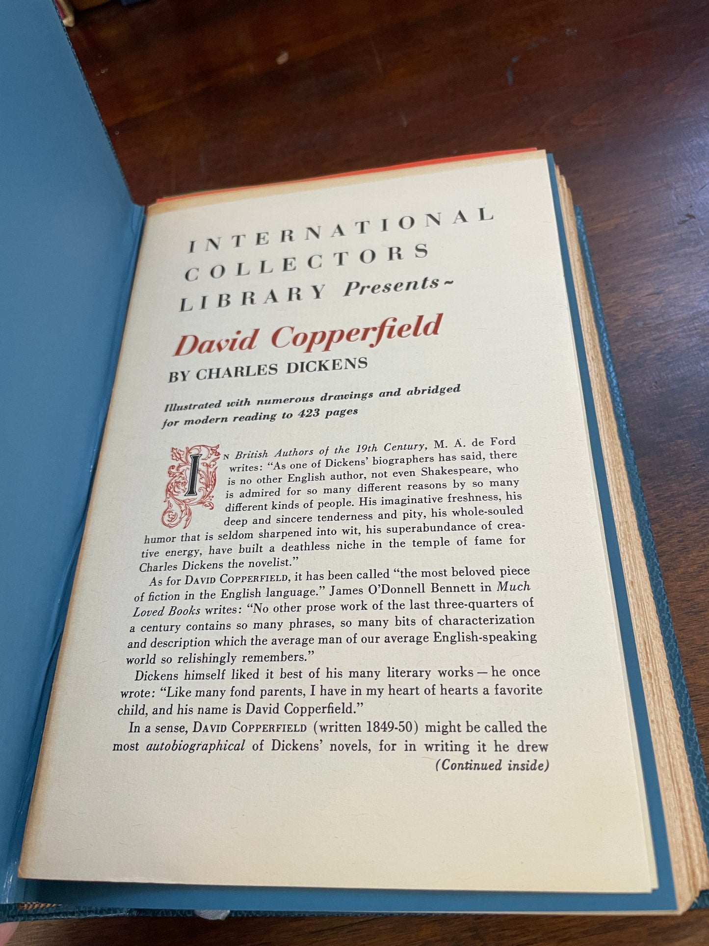 David Copperfield. Charles Dickens. 1948. International Collector's Library.