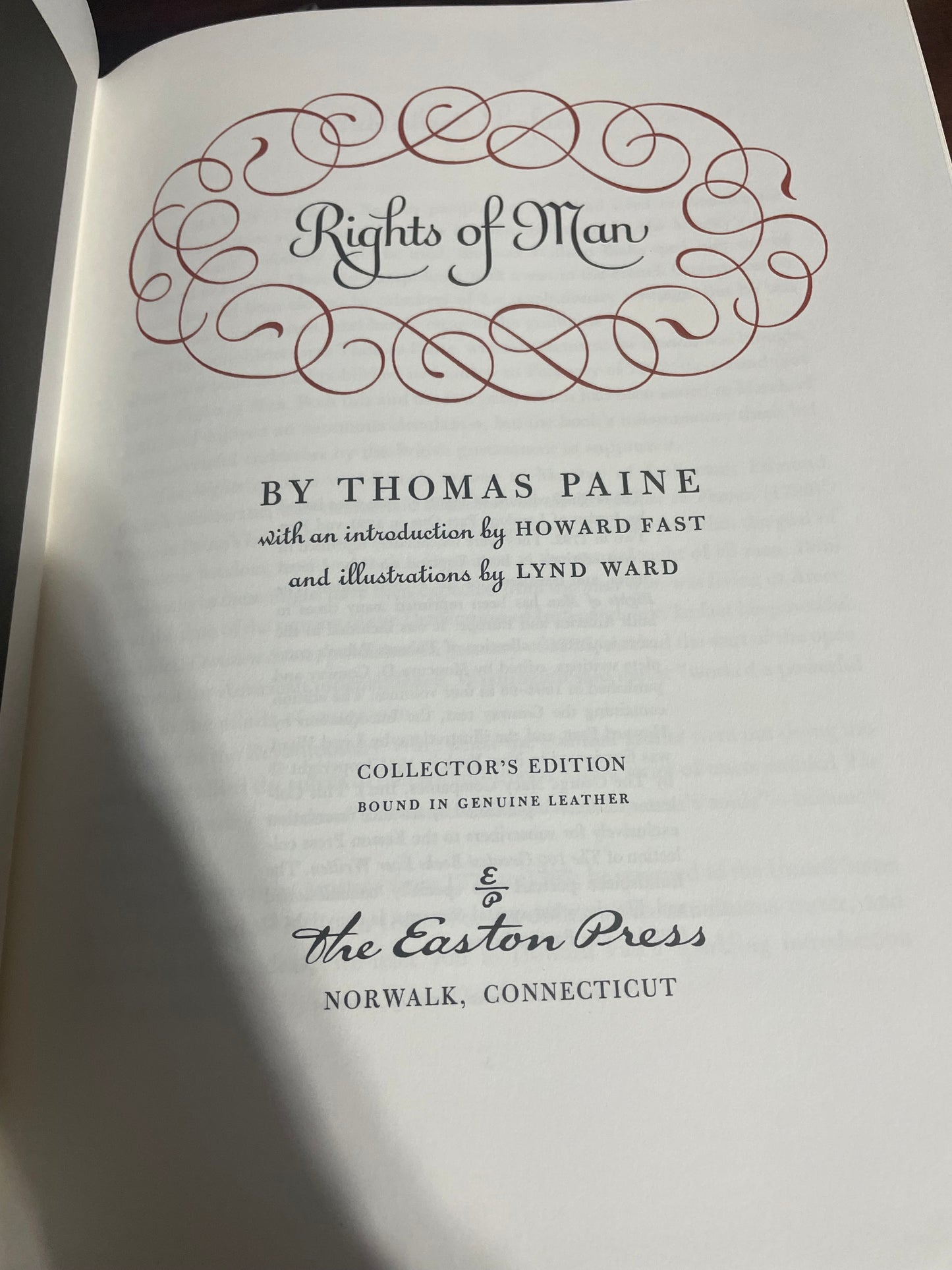 Rights of Man. Thomas Paine. Genuine Leather. Easton Press. Collector’s Edition. 1979.